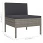 Preview: 6-tlg. Garten-Lounge-Set mit Auflagen Poly Rattan Grau