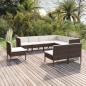 Preview: ARDEBO.de - 9-tlg. Garten-Lounge-Set mit Auflagen Poly Rattan Braun