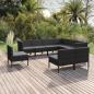 Preview: ARDEBO.de - 9-tlg. Garten-Lounge-Set mit Auflagen Poly Rattan Schwarz