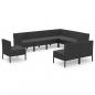 Preview: 9-tlg. Garten-Lounge-Set mit Auflagen Poly Rattan Schwarz