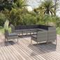 Preview: ARDEBO.de - 9-tlg. Garten-Lounge-Set mit Auflagen Poly Rattan Grau