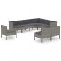 Preview: 9-tlg. Garten-Lounge-Set mit Auflagen Poly Rattan Grau