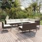 Preview: ARDEBO.de - 11-tlg. Garten-Lounge-Set mit Auflagen Poly Rattan Braun