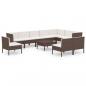 Preview: 11-tlg. Garten-Lounge-Set mit Auflagen Poly Rattan Braun