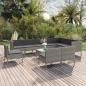 Preview: ARDEBO.de - 11-tlg. Garten-Lounge-Set mit Auflagen Poly Rattan Grau