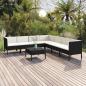 Preview: ARDEBO.de - 8-tlg. Garten-Lounge-Set mit Auflagen Poly Rattan Schwarz