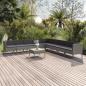 Preview: ARDEBO.de - 9-tlg. Garten-Lounge-Set mit Auflagen Poly Rattan Grau