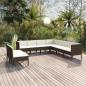 Preview: ARDEBO.de - 9-tlg. Garten-Lounge-Set mit Auflagen Poly Rattan Braun