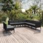 Preview: ARDEBO.de - 9-tlg. Garten-Lounge-Set mit Auflagen Poly Rattan Schwarz