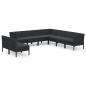 Preview: 9-tlg. Garten-Lounge-Set mit Auflagen Poly Rattan Schwarz