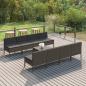 Preview: ARDEBO.de - 9-tlg. Garten-Lounge-Set mit Auflagen Poly Rattan Grau