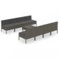 Preview: 9-tlg. Garten-Lounge-Set mit Auflagen Poly Rattan Grau