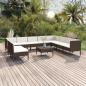 Preview: ARDEBO.de - 11-tlg. Garten-Lounge-Set mit Auflagen Poly Rattan Braun