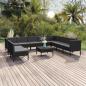 Preview: ARDEBO.de - 11-tlg. Garten-Lounge-Set mit Auflagen Poly Rattan Schwarz