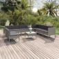 Preview: ARDEBO.de - 11-tlg. Garten-Lounge-Set mit Auflagen Poly Rattan Grau