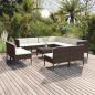 Preview: ARDEBO.de - 12-tlg. Garten-Lounge-Set mit Auflagen Poly Rattan Braun