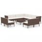 Preview: 12-tlg. Garten-Lounge-Set mit Auflagen Poly Rattan Braun