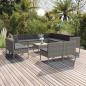 Preview: ARDEBO.de - 12-tlg. Garten-Lounge-Set mit Auflagen Poly Rattan Grau