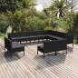 Preview: ARDEBO.de - 12-tlg. Garten-Lounge-Set mit Auflagen Poly Rattan Schwarz