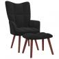 Preview: Relaxsessel mit Hocker Schwarz Samt