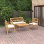 Preview: ARDEBO.de - 4-tlg. Garten-Lounge-Set mit Kissen Massivholz Teak