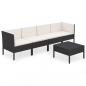 Preview: 5-tlg. Garten-Lounge-Set mit Auflagen Poly Rattan Schwarz