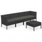 Preview: 5-tlg. Garten-Lounge-Set mit Auflagen Poly Rattan Schwarz