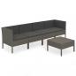 Preview: 5-tlg. Garten-Lounge-Set mit Auflagen Poly Rattan Grau