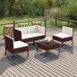 Preview: ARDEBO.de - 5-tlg. Garten-Lounge-Set mit Auflagen Poly Rattan Braun