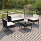 Preview: ARDEBO.de - 5-tlg. Garten-Lounge-Set mit Auflagen Poly Rattan Schwarz