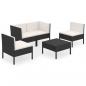 Preview: 5-tlg. Garten-Lounge-Set mit Auflagen Poly Rattan Schwarz