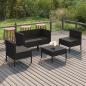 Preview: ARDEBO.de - 5-tlg. Garten-Lounge-Set mit Auflagen Poly Rattan Schwarz