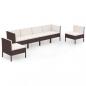 Preview: 6-tlg. Garten-Lounge-Set mit Auflagen Poly Rattan Braun