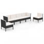 Preview: 6-tlg. Garten-Lounge-Set mit Auflagen Poly Rattan Schwarz