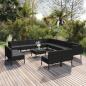 Preview: ARDEBO.de - 14-tlg. Garten-Lounge-Set mit Auflagen Poly Rattan Schwarz