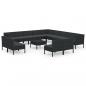 Preview: 14-tlg. Garten-Lounge-Set mit Auflagen Poly Rattan Schwarz