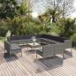 Preview: ARDEBO.de - 14-tlg. Garten-Lounge-Set mit Auflagen Poly Rattan Grau