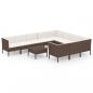 Preview: 11-tlg. Garten-Lounge-Set mit Auflagen Poly Rattan Braun