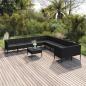 Preview: ARDEBO.de - 11-tlg. Garten-Lounge-Set mit Auflagen Poly Rattan Schwarz