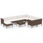 Preview: 11-tlg. Garten-Lounge-Set mit Auflagen Poly Rattan Braun