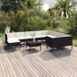 Preview: ARDEBO.de - 11-tlg. Garten-Lounge-Set mit Auflagen Poly Rattan Schwarz