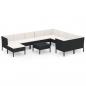 Preview: 11-tlg. Garten-Lounge-Set mit Auflagen Poly Rattan Schwarz