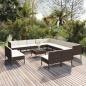 Preview: ARDEBO.de - 14-tlg. Garten-Lounge-Set mit Auflagen Poly Rattan Braun