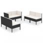 Preview: 6-tlg. Garten-Lounge-Set mit Auflagen Poly Rattan Schwarz