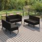 Preview: ARDEBO.de - 6-tlg. Garten-Lounge-Set mit Auflagen Poly Rattan Schwarz