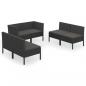 Preview: 6-tlg. Garten-Lounge-Set mit Auflagen Poly Rattan Schwarz