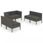 Preview: 6-tlg. Garten-Lounge-Set mit Auflagen Poly Rattan Grau