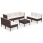 Preview: 8-tlg. Garten-Lounge-Set mit Auflagen Poly Rattan Braun