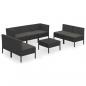 Preview: 8-tlg. Garten-Lounge-Set mit Auflagen Poly Rattan Schwarz