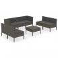 Preview: 8-tlg. Garten-Lounge-Set mit Auflagen Poly Rattan Grau